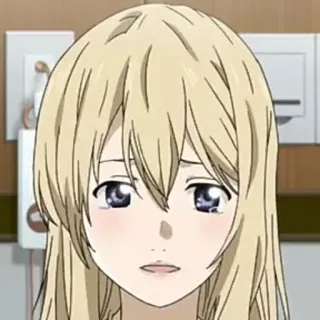 🤍 anime, girl, blonde hair, sad, character, female telegram sticker