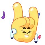 🤟 handgebaar, rock on, cartoon, muziek, emoji whatsapp sticker