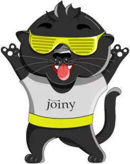 😎 joiny kucing, kartun, kuning, kacamata hitam, senang telegram sticker