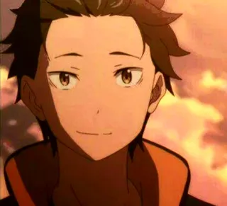😊 Natsuki Subaru Re:Zero anime, isekai, main character, brown hair, boy telegram sticker
