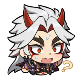 ❓ Arataki Itto Genshin Impact Anime, Charakter, Genshin Impact, Arataki Itto, Videospiel, Frage whatsapp sticker