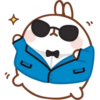 😎 rabbit, cartoon, sunglasses, suit, bow tie, cute, animal telegram sticker