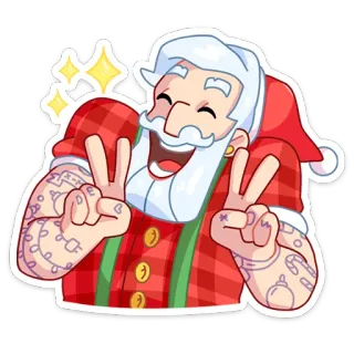 ✌️ Santa Claus Père Noël, Noël, Paix, Fêtes, Festif, Dessin animé telegram sticker