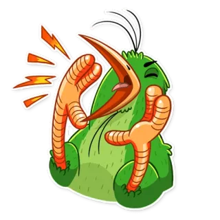 🗣 pájaro, dibujo animado, enojado, shock, eléctrico, verde whatsapp sticker
