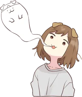 😤 girl, cute, dog ears, cartoon, illustration telegram sticker