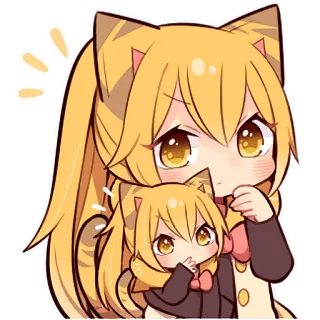 😕 anime girl, cute, cartoon, sticker, chibi, kawaii, cat ears, anime telegram sticker