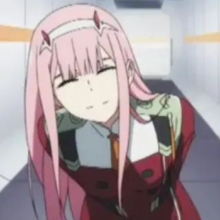 😁 Zero Two Darling in the Franxx 애니메이션, 제로투, 달링 인 더 프랑키스, 분홍 머리, 캐릭터, 일러스트 telegram sticker