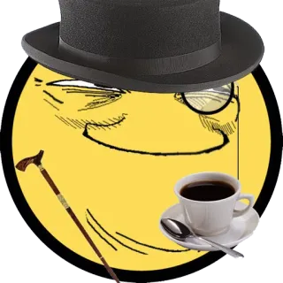 🕵 Mème, Gentleman, Haut-de-forme, Café, Monocle, Canne, Classe telegram sticker