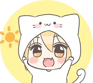 ☀️ Аниме, Милый, Кот, Каваий, Мультфильм, Персонаж, Рисунок whatsapp sticker
