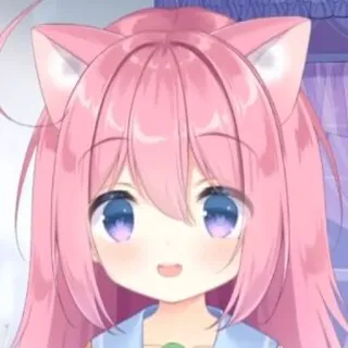 😳 Anime, Neko, Kawaii, Pelo Rosa, Lindo, Manga, Chica, Vtuber whatsapp sticker