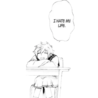 😩 I HATE MY LIFE. anime, manga, sad, depressed, school, uniform telegram sticker