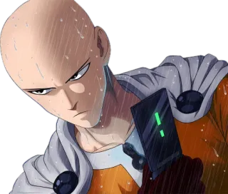 😒 Saitama One-Punch Man Аниме, Герой, Ванпанчмен, Сайтама, Манга, Лысый, Серьезный whatsapp sticker