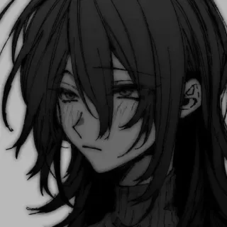 💗 Anime, Triste, Monocromo, Chica, Manga, Retrato telegram sticker