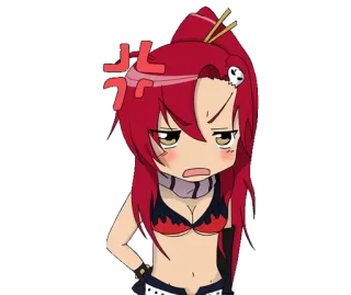 💢 Yoko Littner Tengen Toppa Gurren Lagann anime, angry, red hair, cartoon telegram sticker