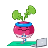 🧘‍♂️ radis, yoga, exercice, dessin animé, méditation, fitness telegram sticker