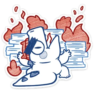 🔥 office, paper, fire, chaos, cartoon, work telegram sticker