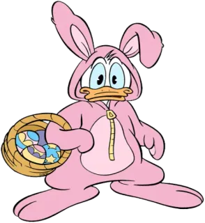 🐰 Donald Duck ドナルドダック, イースター, うさぎ, アニメ, ディズニー, 卵, バスケット telegram sticker