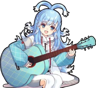 🎸 Kobo Kanaeru Аниме, Витубер, Гитара, Музыка, Кобо Канаэру, holoID whatsapp sticker