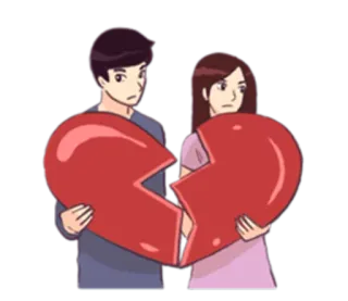 💔 разбитое сердце, грустный, отношения, пара, мультфильм, разбитое сердце, любовь telegram sticker