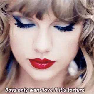 💸 Taylor Swift Boys only want love if it's torture portrait, chanteuse, maquillage, femme, blonde telegram sticker