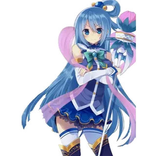😎 Aqua Konosuba anime, gadis, rambut biru, dewi, imut, karakter, konosuba, manga telegram sticker