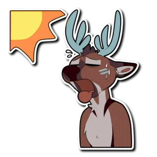 ☀ cerf, animal, épuisé, dessin animé, transpiration telegram sticker