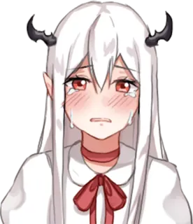 😢 Anime, Iblis, Tanduk, Menangis, Sedih, Air mata telegram sticker