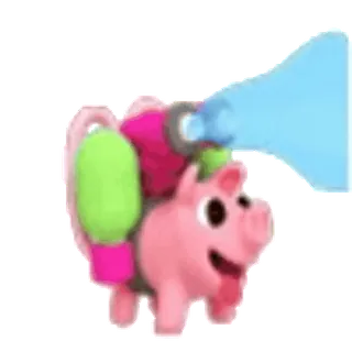 🤪 돼지, 물총, 장난감, 물, 분홍색 whatsapp sticker