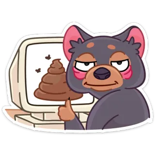 💩 Cartoon, Hund, Daumen hoch, Computer, Kackhaufen, Tier whatsapp sticker