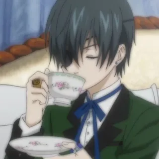 🗝 Ciel Phantomhive Black Butler anime, té, personaje, manga whatsapp sticker