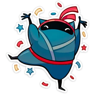 🎊 ninja, celebration, cartoon, fun, sticker, party whatsapp sticker