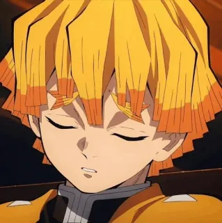 👺 Zenitsu Agatsuma Demon Slayer 젠이츠, 귀멸의 칼날, 애니, 스티커, 만화, 번개, 노란색 telegram sticker