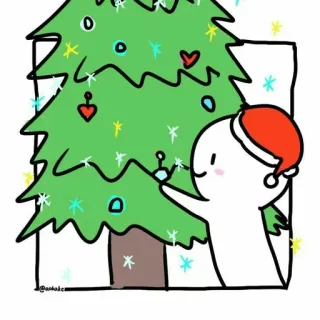😂 Natale, albero di Natale, inverno, vacanze, carino, cartone animato, festivo, decorazione whatsapp sticker