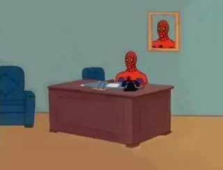 😒 Spider-Man Spider-Man, kantoor, meme, cartoon, bureau telegram sticker