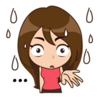😶 cartoon, woman, worried, sweating, anime telegram sticker