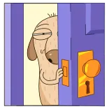 👀 dog, peek, door, cartoon, sad telegram sticker