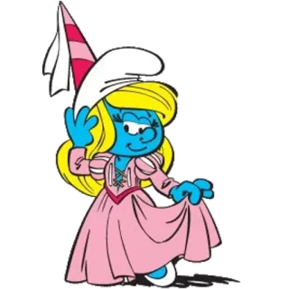 👸 Smurfette สเมิร์ฟ, การ์ตูน, เจ้าหญิง, สเมิร์ฟ, สีน้ำเงิน, สีบลอนด์ whatsapp sticker