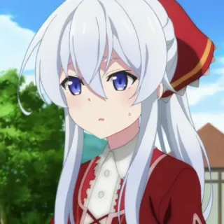 🎐 Anime, Fofo, Cabelo Branco, Vestido Vermelho, Garota telegram sticker