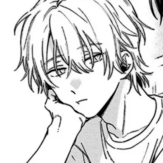 🍆 Anime, Manga, Garçon, Triste, Monochrome, Portrait whatsapp sticker