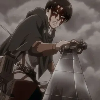 ☕️ Levi Ackerman Attack on Titan Anime, Manga, Ataque a los Titanes, Levi Ackerman, Violencia, Militar whatsapp sticker