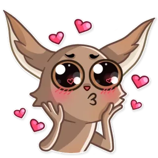 😘 キツネ, かわいい, 愛, ハート, 動物, キス, アニメ, ステッカー telegram sticker