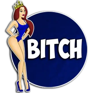 😟 BITCH 여자, 왕관, 불쾌한, 욕설, 만화 telegram sticker