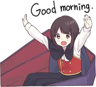 🙌 Good morning. anime, cartoon, good morning, vampire, cheerful telegram sticker