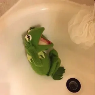 🗣 Kermit the Frog 科米蛙, 青蛙, 布偶, 木偶, 浴室, 浴缸, 中指, 冒犯 telegram sticker