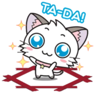 👐 TA-DA! cat, cute, sparkle, celebration, tada, adorable whatsapp sticker