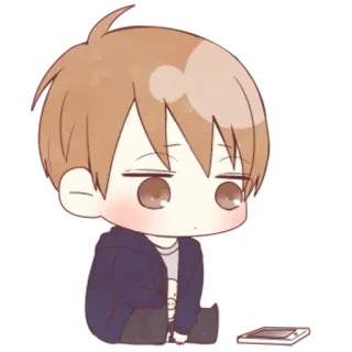 🙁 Аниме, Грустный, Парень, Мультфильм, Сидит telegram sticker