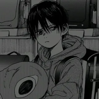 🦇 Anime, Ragazzo, Manga, Felpa con cappuccio, Triste telegram sticker
