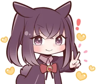 ✌️ Anime, Katzenmädchen, süß, Friedenszeichen, Kawaii, Manga telegram sticker
