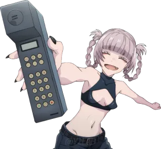📞 anime, chica, teléfono, sonriendo, feliz, dibujos animados, joven whatsapp sticker