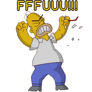 😡 Homer Simpson The Simpsons FFFFUUU!!! Homer Simpson, rage, frustration, meme, cartoon, The Simpsons, angry, swear word telegram sticker